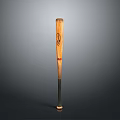 Wooden Baseball Bat With Engraved Design Red Ring Accent And Black Handle Sports Equipment