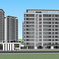 Modern High Rise Residential Complex Layout With Green Areas And Entrance
