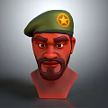 3D Rendered Game And Movie Character With Green Beret Yellow Star Badge And Bearded Face
