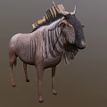 Realistic Wildebeest With Curved Horns Shaggy Mane And Textured Body