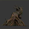 Wooden Stone Decorative Root Sculpture with Natural Vines and Green Moss for Artistic Decoration