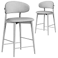 Modern Bar Stools With Beige And Green Upholstered Seats Wooden Legs