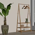 Home Interior With Large Green Plant In Ceramic Pot Wooden Coat Rack And Blinds