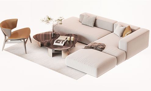 Modern sofa coffee table combination 3d model