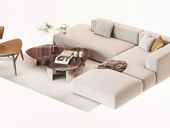 Modern sofa coffee table combination 3d model