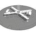 Modern Office Desk Arrangement With Circular Layout Central Column And Chairs Around