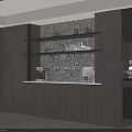 Modern Wooden Sideboard With Open Shelves Decorative Items And Coffee Machine