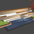Perforated Landscape Wall With Layered Design Green Lawn And Red Maple Tree