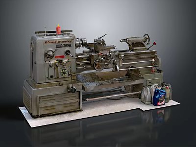 Industrial Metalworking Lathe Machine With Control Panel Chuck And Tool Rest 3d model