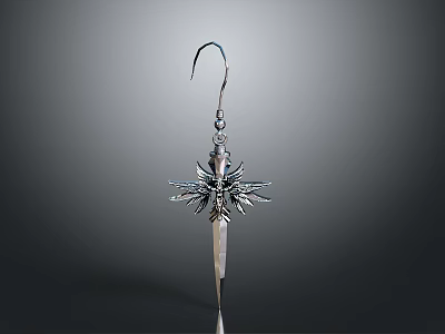 Decorative Metal Hook With Star Shaped Design For Hanging Daily Items 3d model