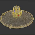 Circular Multi Tiered Stone Fountain With Decorative Textured Base Design