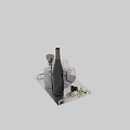 Elegant Wine Bottle and Wine Glasses With Decanter Crystal Glasses And Metal Tray Arrangement