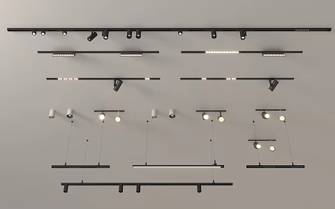 Modern magnetic attraction track light downlight spotlight headless lighting embedded led line light borderless track light 3d model