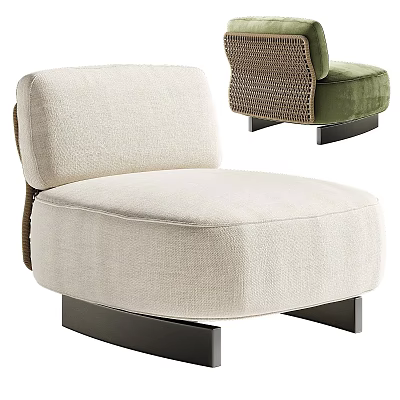Modern Beige Fabric Single Sofa With Metal Base And Comfortable Backrest 3d model