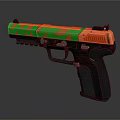 Stylish Orange Green Camouflage Pistol With Black Grip And Tactical Design