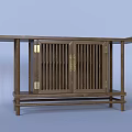 Wooden Entryway Cabinet Sideboard with Slatted Doors and Golden Handles in Traditional Style
