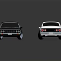 Classic Black And White Vintage Sedans With Shiny Reflections On Dark Surface
