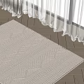 Modern Square Carpet Wood Floor Curtain Gauze Curtain 3d model