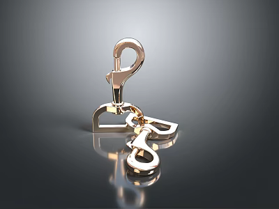 Shiny Golden Jewelry Pendant With Hook Clasp And Polished Metal Design 3d model