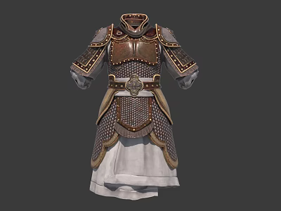 Detailed Ancient Decorative Metal Armor With Gold Accents And White Lining 3d model