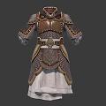 Detailed Ancient Decorative Metal Armor With Gold Accents And White Lining