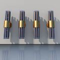 Modern Swing Door Hardware With Gold Decorative Rings And Blue Body Design