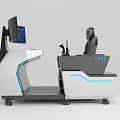 Modern Industrial Control Console With Integrated Monitor Ergonomic Seating And Blue Accents