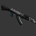 Advanced Tactical Rifle With Modern Black Silver Finish And Blue Accent Grip Design