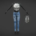 Mannequin Wearing Silver Sequin Halter Top And Blue Distressed Jeans With Transparent Handbag