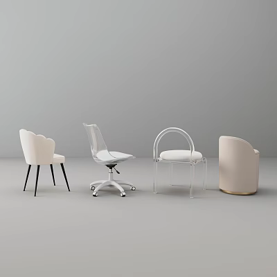 Modern Stools With Diverse Designs Black Legs Transparent Frames And Wheels 3d model