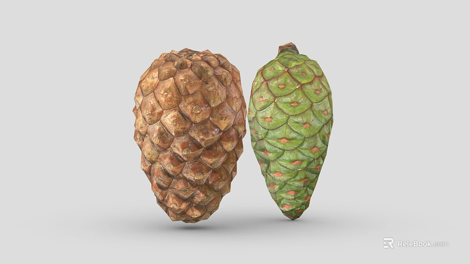 Two Distinct Fruit Inspired Cones In Different Colors 3d model 