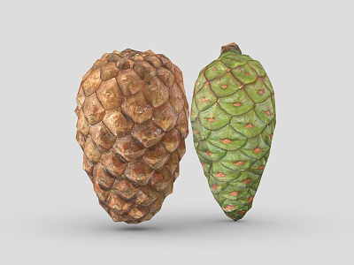 Two Distinct Fruit Inspired Cones In Different Colors 3d model