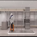 FBESING Modern Clothing Store With Window Display Mannequins And Orange Accents