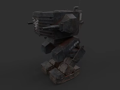 Heavy Duty Mechanical Industrial Equipment With Tracked Base Cannon Barrels And Metallic Legs 3d model