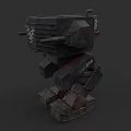 Heavy Duty Mechanical Industrial Equipment With Tracked Base Cannon Barrels And Metallic Legs
