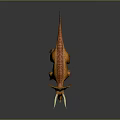 Realistic Orange Triceratops Dinosaur With White Horns And Colorful Frill