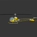 Two Blue and Yellow Model Helicopters Placed on Smooth Reflective Surface 3d model