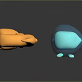 Cute 3D Cartoon Game And Movie Characters Orange Flame And Blue Water Drop Shapes