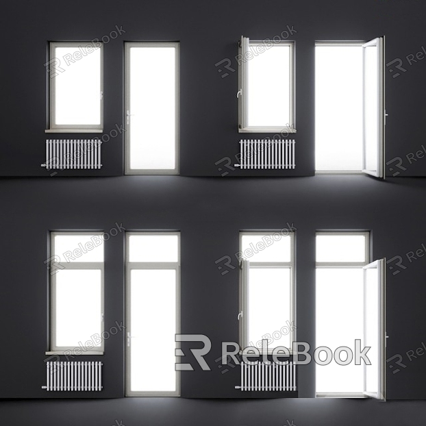 Doors and Windows Single Open Window Glass Window Glass Door model