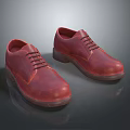Red Leather Lace Up Shoes With Classic Design And Dark Soles