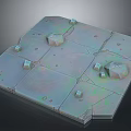 Gray Square Terrain Board With Cracked Surface Small Cubes And Irregular Stones