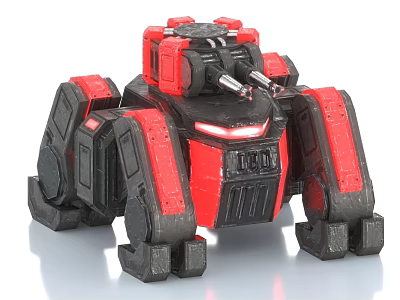 Heavy Duty Industrial Equipment Design With Red Black Mechanical Structure And Functional Arm 3d model