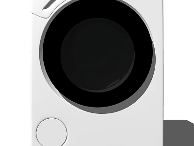 White Front Loading Washing Machine With Circular Black Door Sleek Design And Round Button 3d model