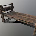 Antique Rustic Wooden Bed Frame With Scroll Design And Solid Wood Structure
