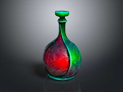 Unique Green And Red Glass Vase As Stylish Household Decorative Item 3d model