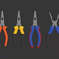 Different Colored Handle Pliers With Metallic Heads On Reflective Surface