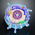 Vibrant 3D Rendered Cell Organelles With Hair Like Fibrous Structures And Internal Details