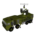 Green Military Functional Vehicle With Large Radar System And Multi Wheeled Design