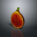 Sliced Fresh Fig With Purple Skin Green Stem And Red Flesh Seeds