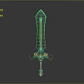 Fantasy Character Wielding Ornate Green Glowing Sword With Decorative Handle